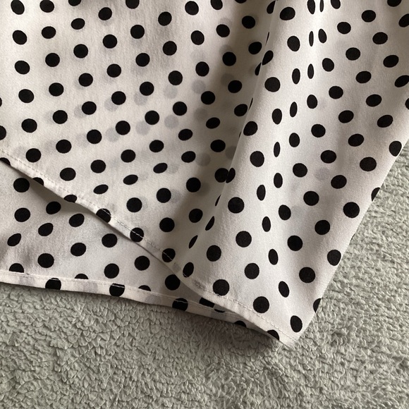 Alice + Olivia Polka Dot Elastic Waist Tab Sleeve Button Shirtdress Mod Retro M - Picture 7 of 13